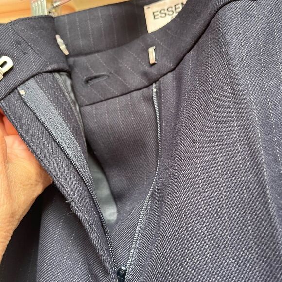 Essentiel Antwerp dark blue/white faint stitch ankle pants, zipper, cuffs, 34(2) - Picture 5 of 13